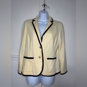 Talbots Aberdeen Cream Blazer with Black Trim - Women's Tailored Jacket size 8P
